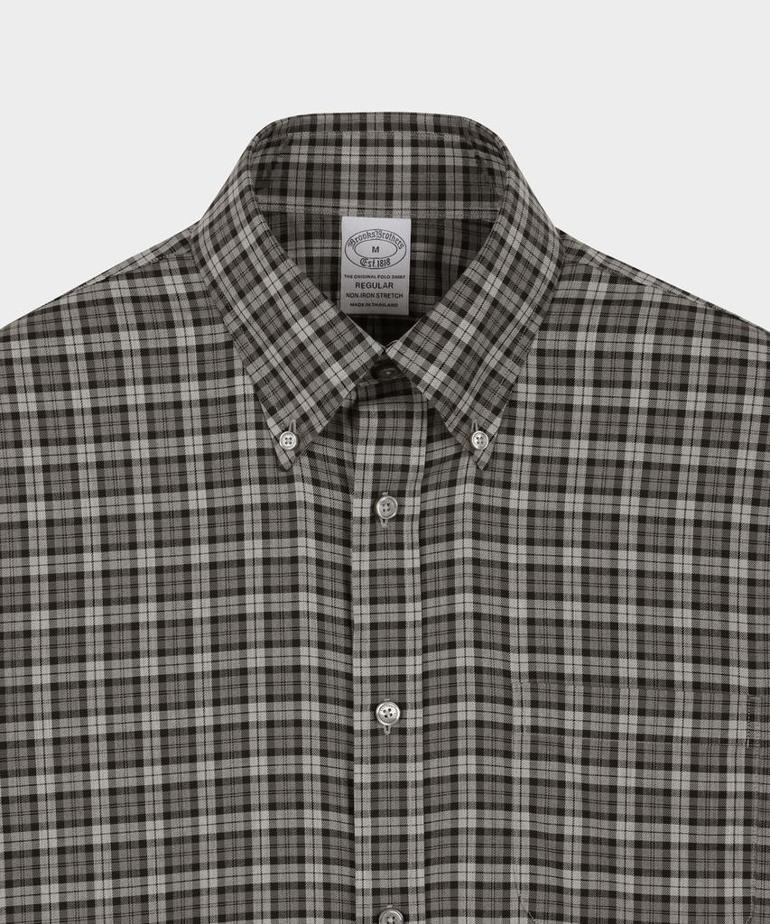 Рубашка BROOKS BROTHERS из твила в клетку, не требующая глажки (серый) (Bbthmmg307)