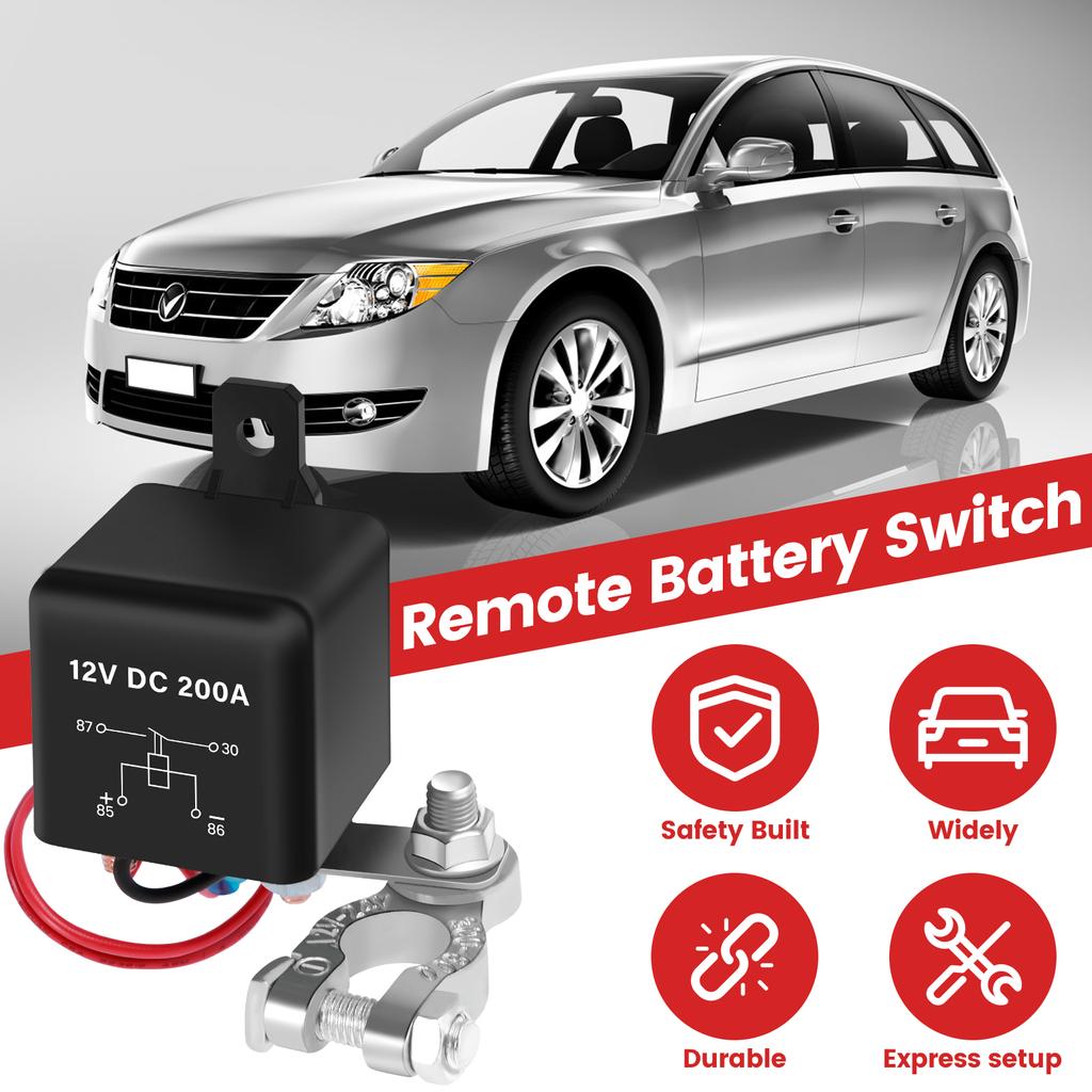 Remote Battery Disconnect Switch Kit DC 12V 200A Battery Cut Off Switch Anti-Theft Battery Kill Switch Shut Off Isolator for Car