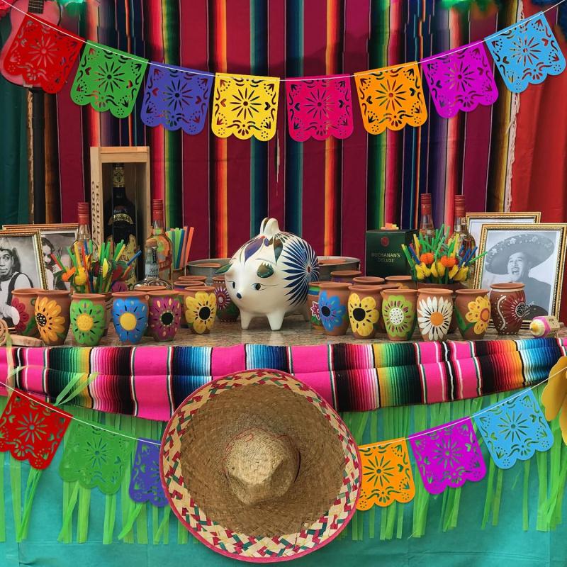 Мексиканские Вечеринки Украшения Баннер Цветной Día De Los Muertos Papel Picado Баннер Карнавал День Рождения Детский Душ Вечеринка Декор 5