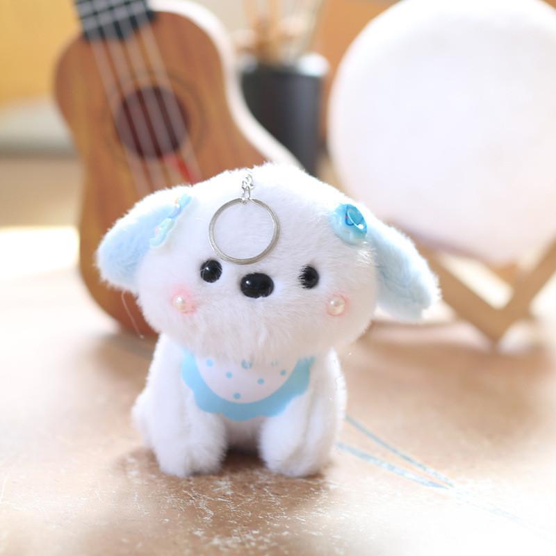 Dog Plush Scarf Toy Keychain Backpack Charm Stuffed With Pp Cotton Gift For Kids
