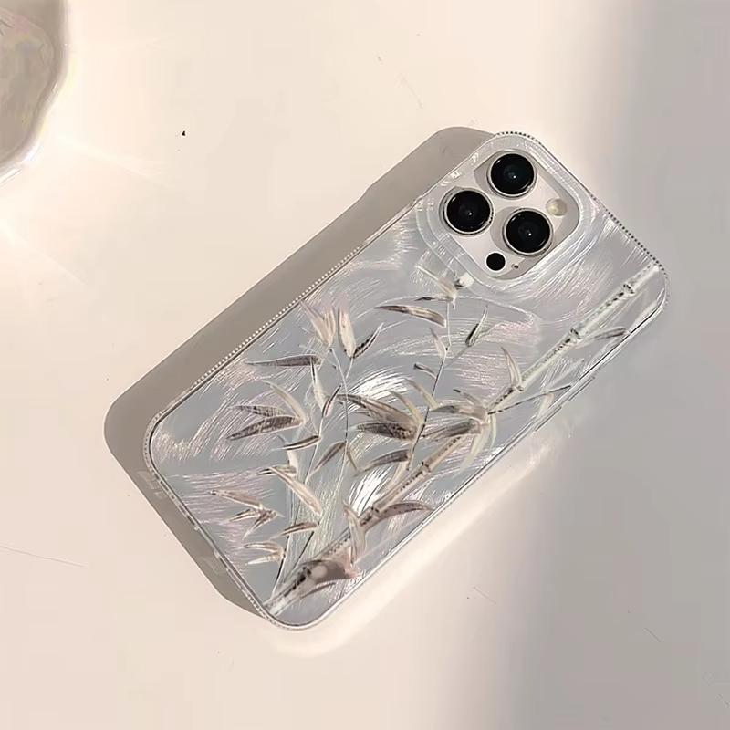 Блестящий прочный бамбуковый чехол для телефона Для iPhone 16 Pro Max 15 14 13 12 11 XS X XR 16E 7 8 Plus Оболочка для мобильного телефона