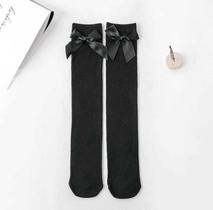 Новые испанские детские гольфы до колена, осенне-зимние детские хлопковые носки для девочек, гольфы до колена с большими бантами, детские носки для пола