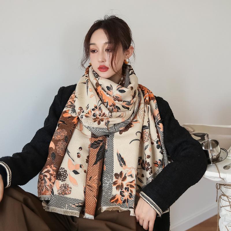 New Style Stylish Printed Air-conditioned Room Shawl Scarf Office Warm Nap Blanket Autumn and Winter Warm Scarf
