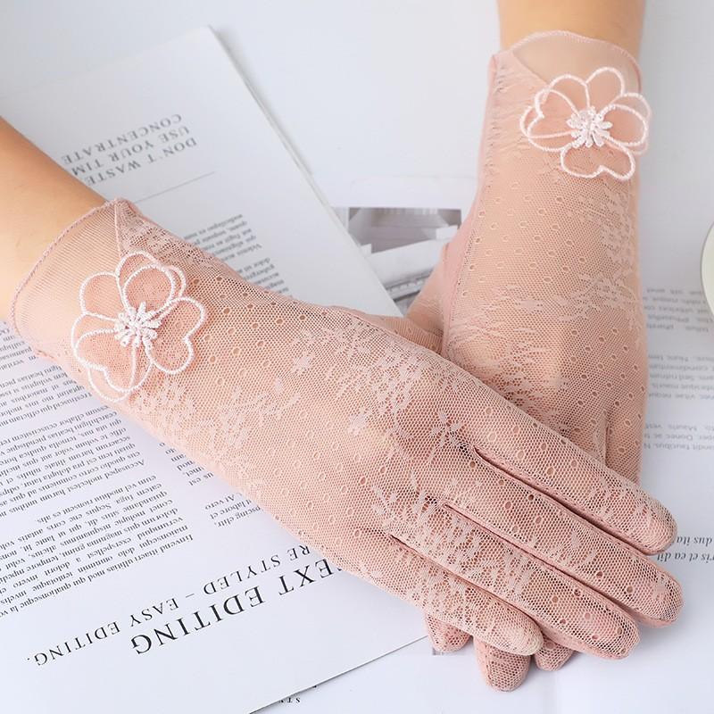 Солнцезащитные перчатки для женщин на весну и лето, кружевные тонкие перчатки с сенсорным экраном для вождения, дышащие солнцезащитные перчатки для велоспорта на открытом воздухе