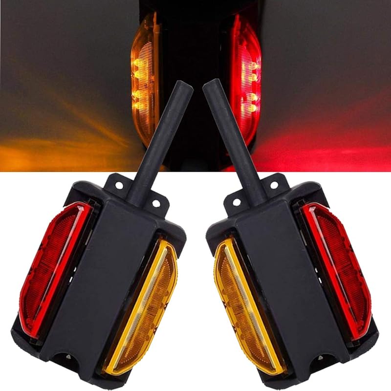 NEW SUN LED Fender Lights Kit, Pre-Wired Dual Face With Pedestal, Super Bright Amber & Red, RH&LH, Take As Turn Signal Side Clearance Mark Lights For