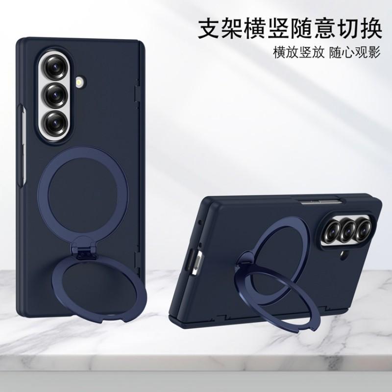 Magnetic Rotating Kickstand Case Galaxy Z Fold8 Ultra Full Coverage PC Shell With Built-in Magnet Ring Anti-Drop