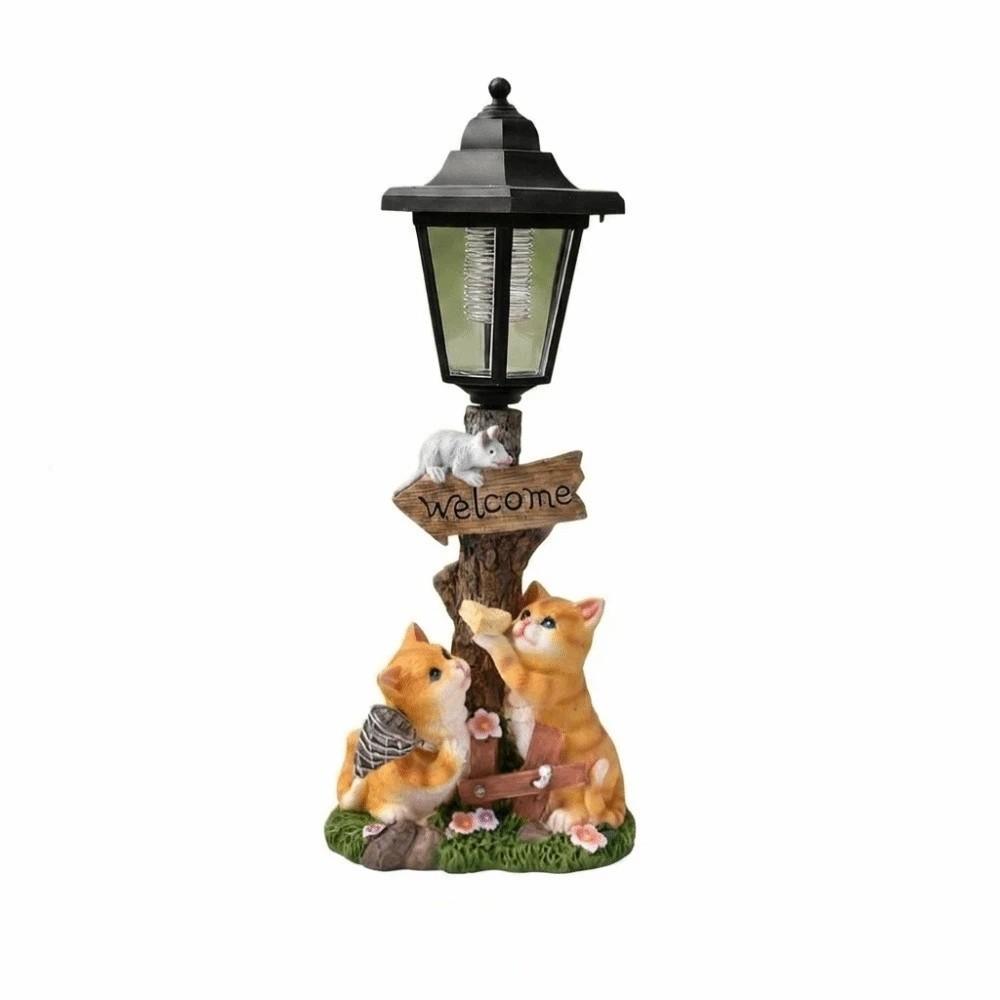 Hand-Painted Resin Outdoor Figurine Light Solar Landscape Decor Light  Lawn Ornament