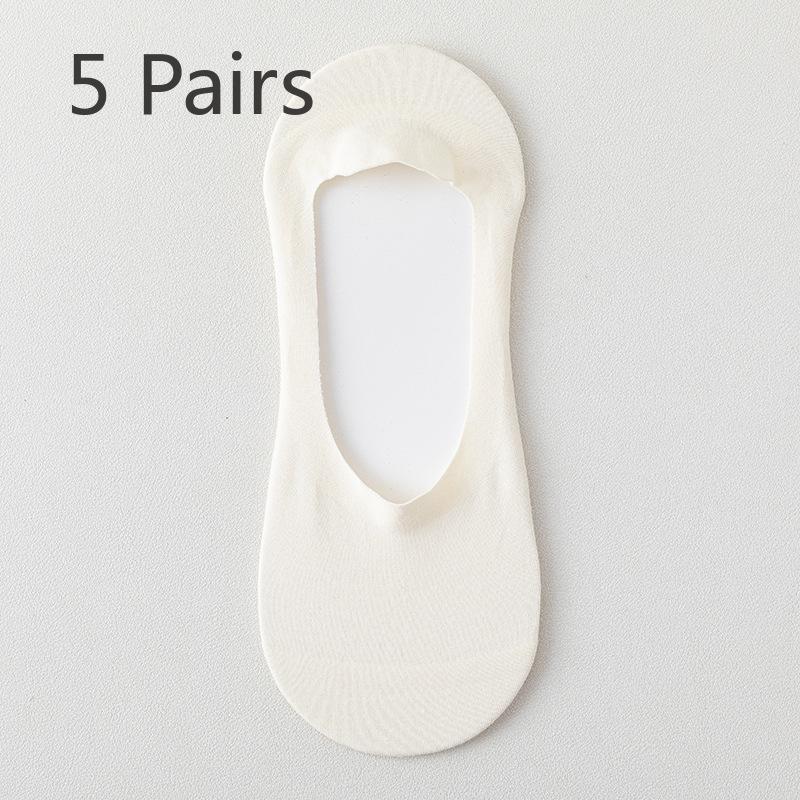 5 пар женских тонких носков из чистого хлопка на весну и лето, впитывающих пот, нескользящих, невидимых