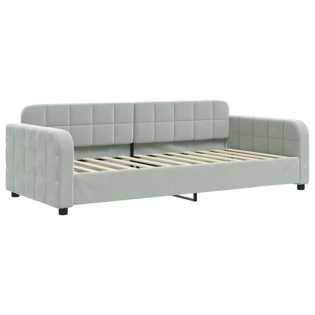 Pull Out Daybed Light Grey 90 x 200 cm Velvet