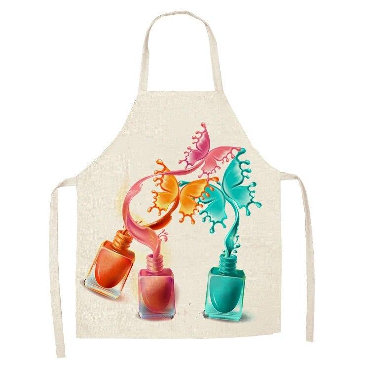 Sleeveless Linen Apron Men and Women Household Cleaning Tools Apron Nail Polish Ladies Perfume Printing Kitchen Apron