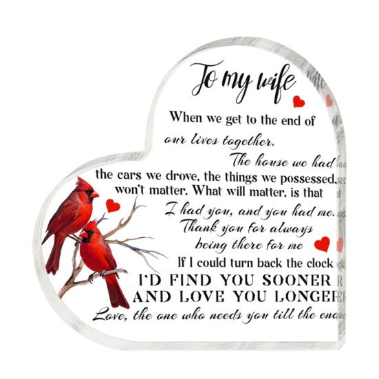 Акриловый орнамент в форме сердца Love Heart, прозрачный акриловый блок, отдельно стоящий настольный Love