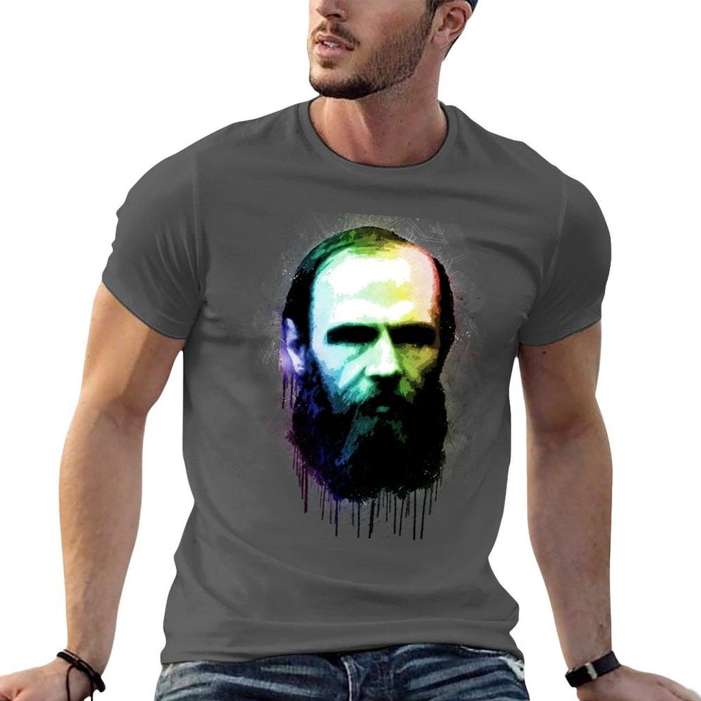 Fyodor Dostoevsky Urban Grunge Painting Rainbow Spectrum TShirt Soft AntiShrink Cotton Tee