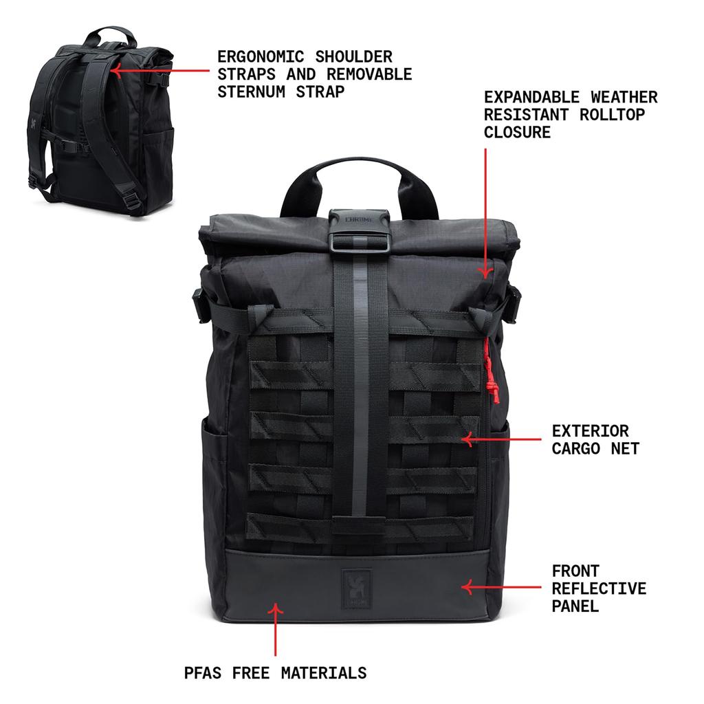 Хромированный рюкзак BARRAGE 18L (Текущая модель) BXRFBLACK XRF Черный Светоотражающий 18л Водонепроницаемый