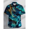 Graphic Marble 3D Print Men's Short Sleeve Party Daily Holiday Button Down Lapel Shirt For Summer Resort Holiday, Hawaiian Style