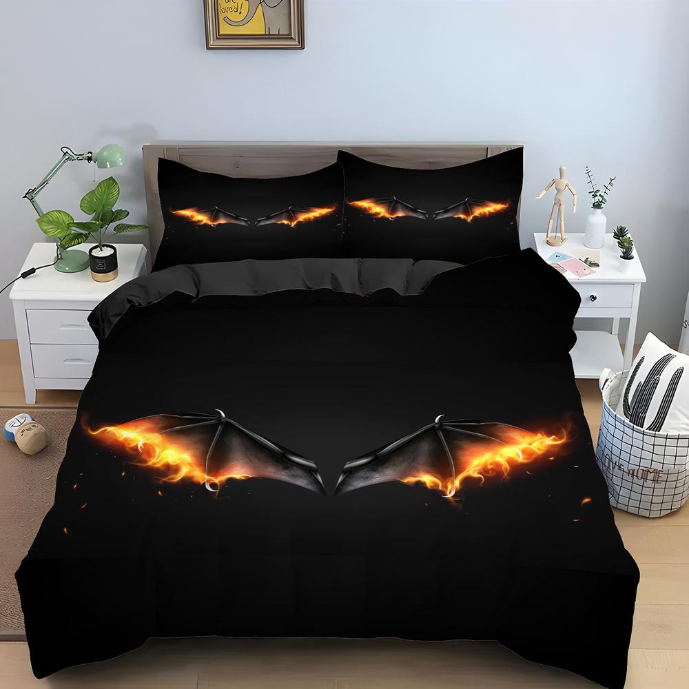 Черный Хэллоуин Летучая мышь Луна Король Королева Пододеяльник Страшный Ночной Комплект Постельных Принадлежностей Готический Ужас Покрывало Мягкий Полиэстеровый Одеяло Покрывало