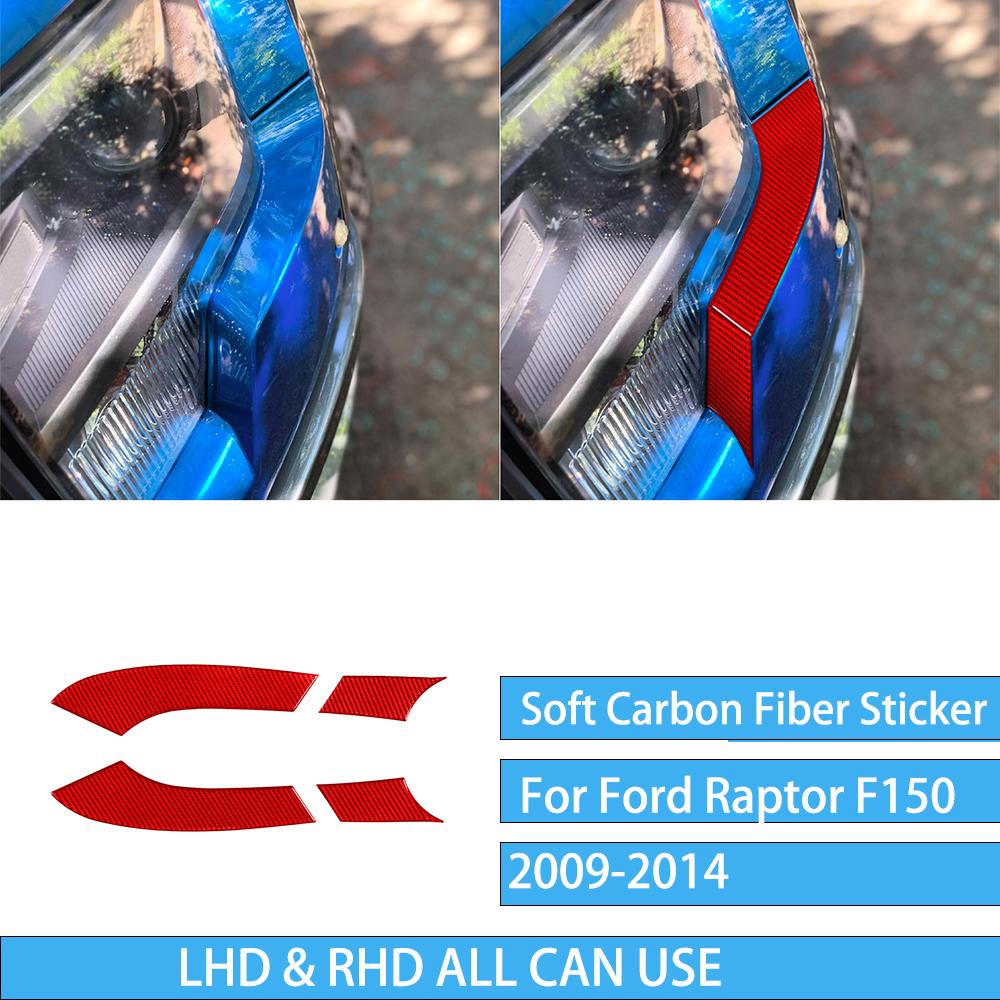 Для Ford F150 Raptor 2009-2014 Накладки на фары сбоку из настоящего карбона Автоаксессуары Декоративная накладка на интерьер Наклейка для тюнинга