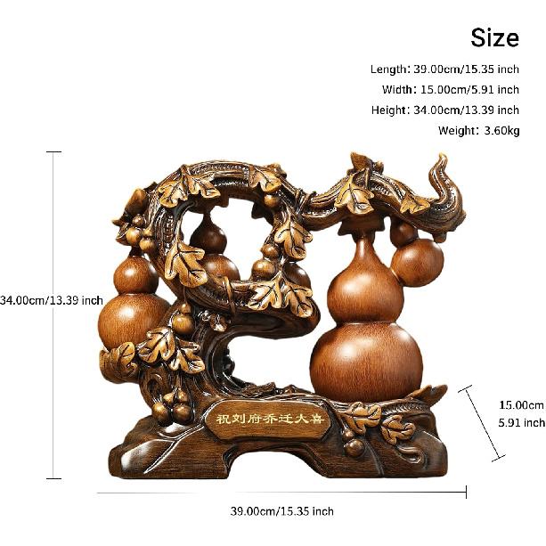 Aris & Juno Five Blessings Gourd Statue, Resin Feng Shui Figurine for Wealth & Prosperity, Home Office Decor, Housewarming Gift