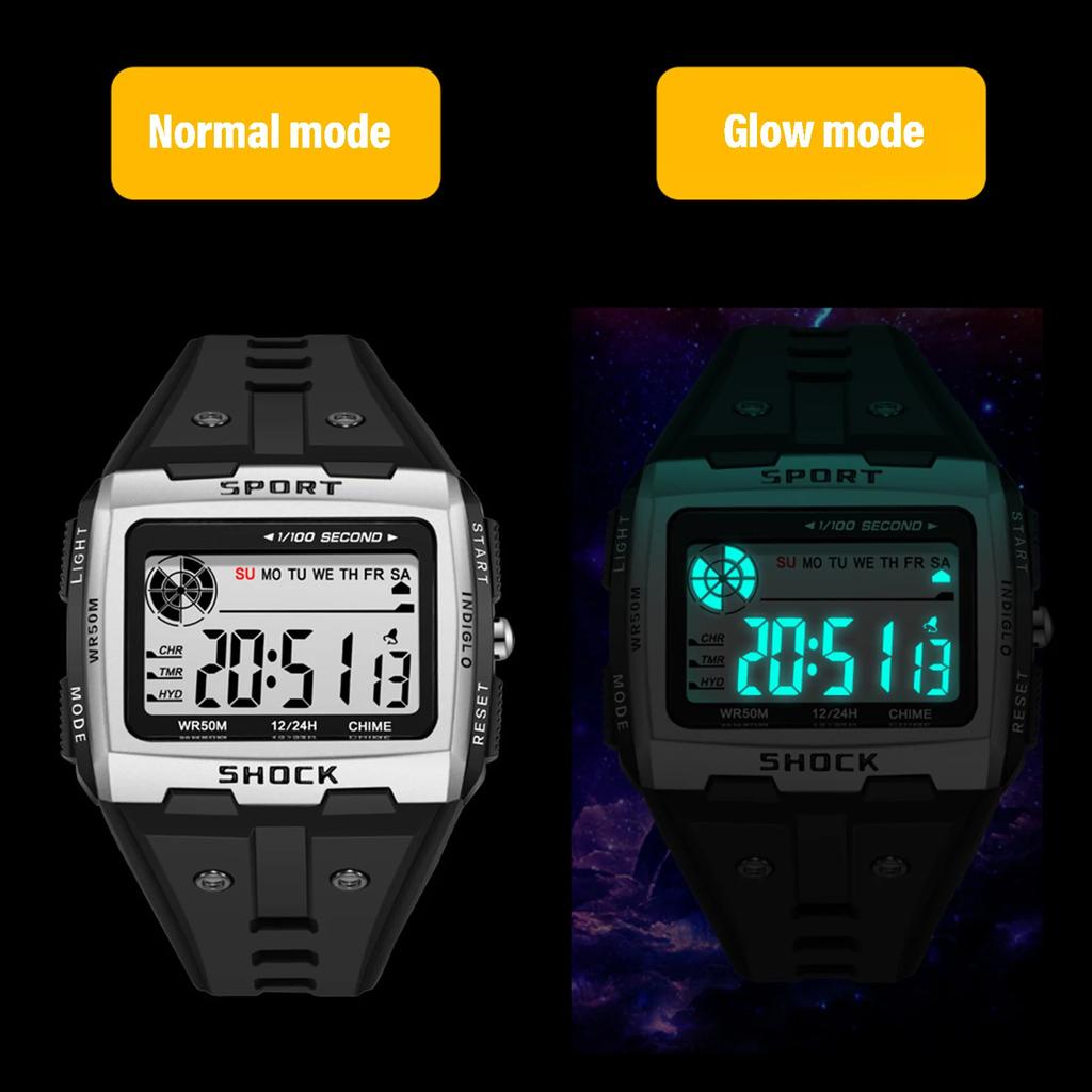 Waterproof Sports Wristwatch Multifunctional Student Alarm Clock Electronic Watch for Kids Boys Girls Gift