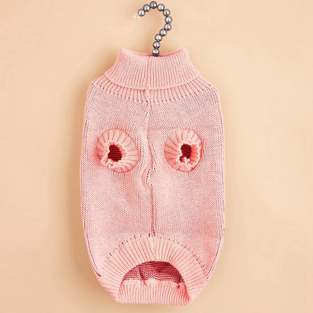 Вязаный свитер для собак с милым персиковым сердечком, зимний свитер с высокой эластичностью для маленьких и больших собак
