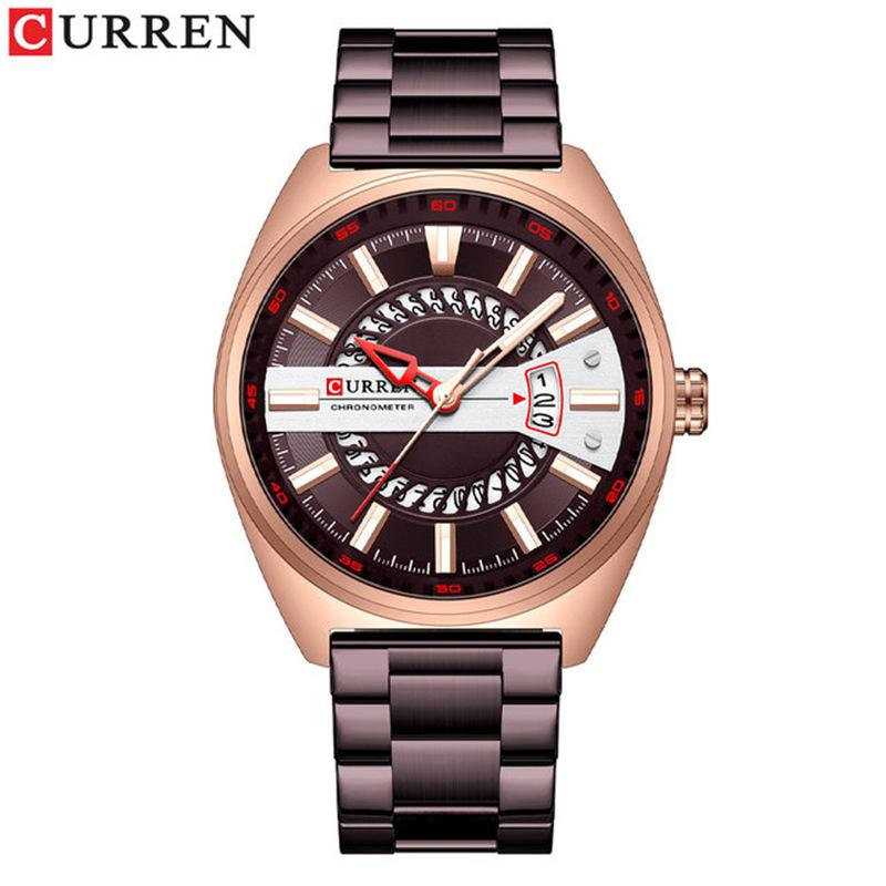 CURREN New Top Men's Watches Calendar Steel Band Quartz -off Business Creative Male Watch