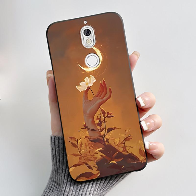 Чехол Для Телефона Nokia 7 Корпус Для Nokia 7 Plus Цветочный Узор На Кончиках Пальцев Узорчатая Крышка Модный Мягкий Защита От Царапин Черный Чехол