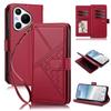 Embossed Secure Clasp 9-Card Slot Vegan Leather Phone Case with Wrist Strap