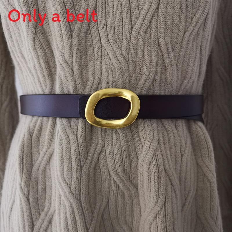 Authentic Ladies Belt With Alloy Circle Buckle For Office And Casual