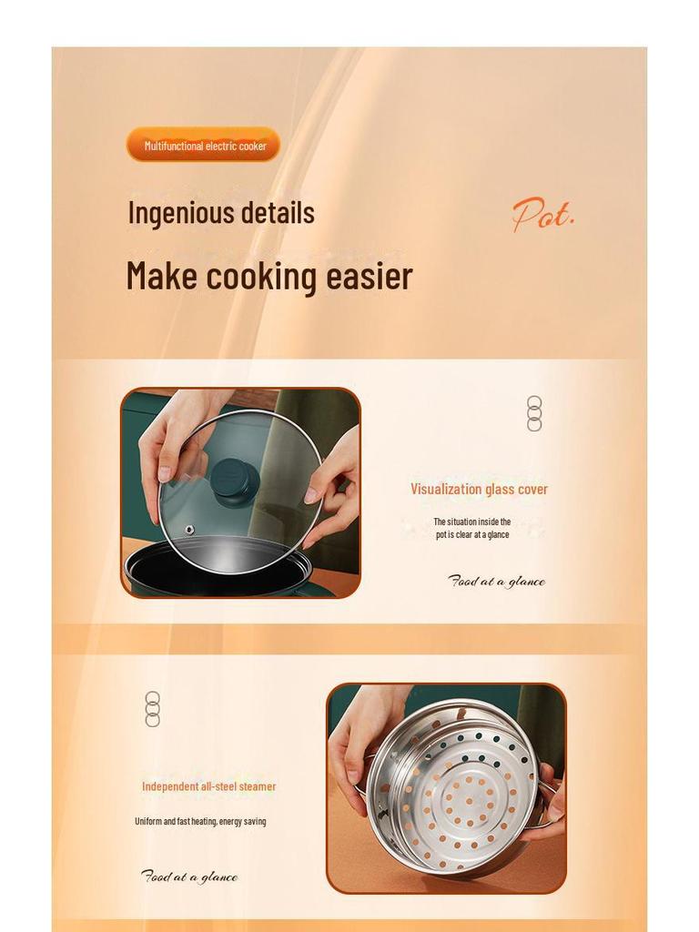 Многофункциональная электрическая плита с антипригарным покрытием: Лапшерезка, сковорода и хот-пот для общежитий