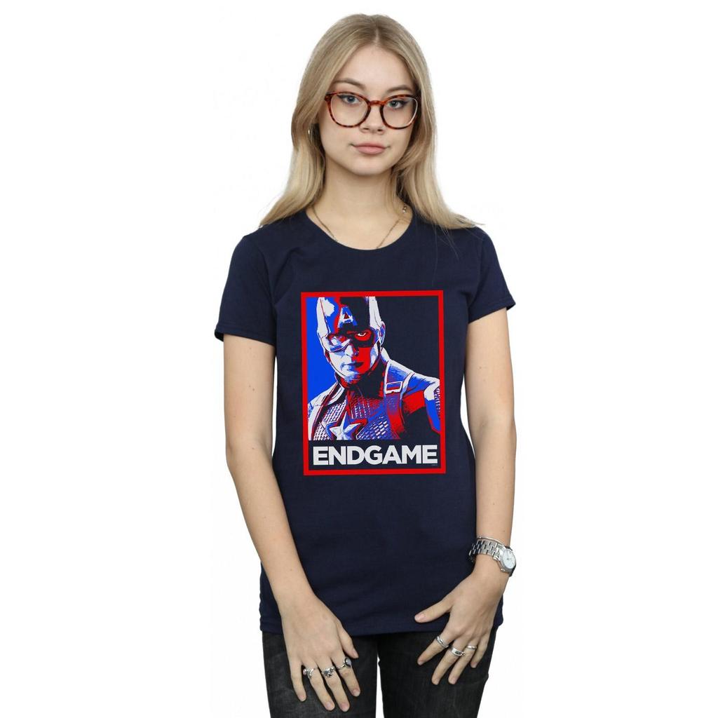 Marvel Womens/Ladies Avengers Endgame Captain America Poster Cotton T-Shirt