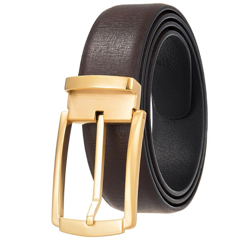 Pin buckle belt, punched belt, men first layer cowhide belt