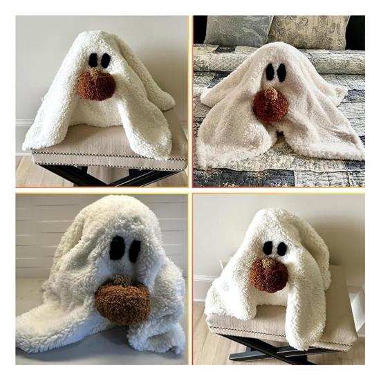 Подушка-призрак Гас, веселая и мягкая подушка-призрак на Хэллоуин, плюшевая белая игрушка-призрак с тыквой на Хэллоуин, День благодарения