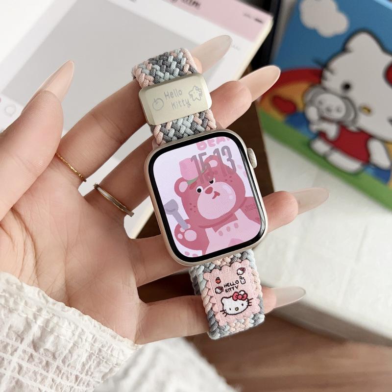 Мультяшный кот Магнитная пряжка Ремешок для Apple Watch Серии 3-9, Ultra