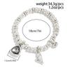 Salircon Trendy Elegant Shining Black Acrylic Hollowout Heart Pendant Bracelet Women New Silver Color Bead Chain Bangles Jewelry