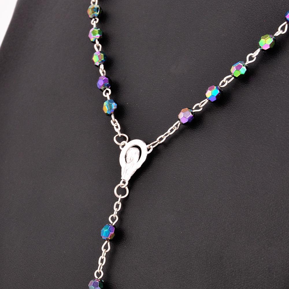 Hot Sale Vintage Crucifix Jesus Rosary Beads Chain Cross Necklace Virgin Mary Pendant