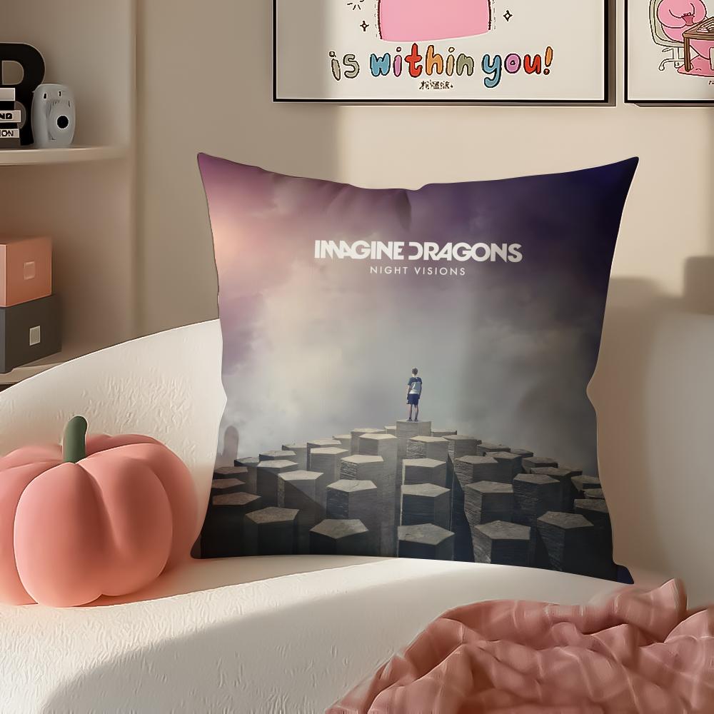 Anthemic Pop American Band IImagine Dragons Cushion Cover Pillowcase Short Plush Invisible zipper Room Sofa Cushion Cover