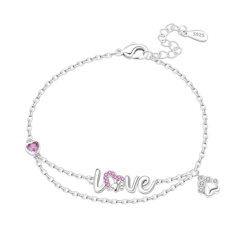 New 925 Silver Rose Gold Double-layer Heart Bracelet Chain Link Women Bracelet Birthday Festival Jewelry Gifts