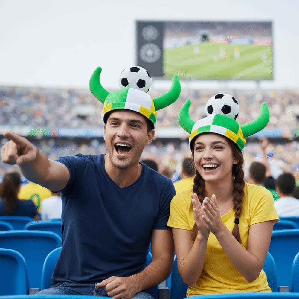 Soft Plush Material Soccer Fan Horn Hat Carnival Party Headwear Soccer Enthusiasts