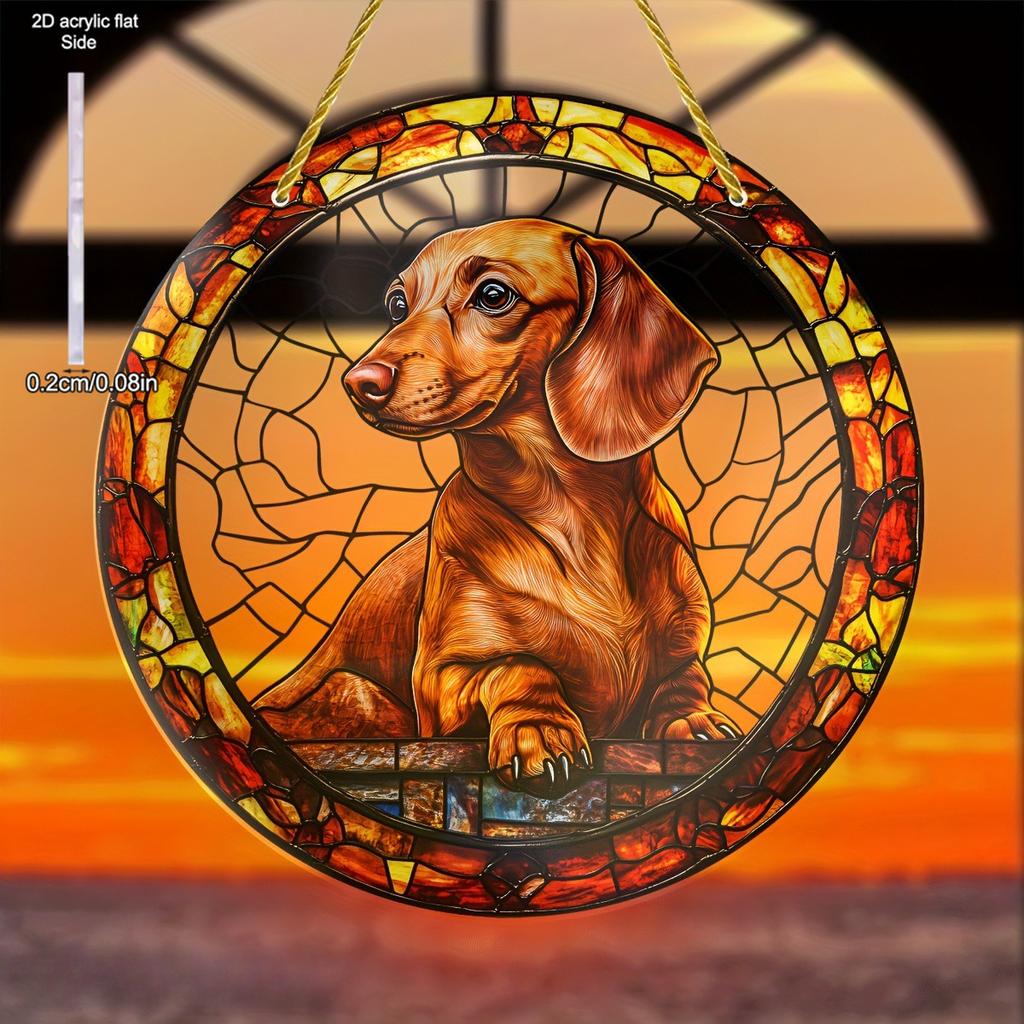Милые Животные Собака Кошка Ловец Солнца, Художественный Витражный Подвес на Окно, Ловец Солнца, Защита от Солнца, Подарок Любителю Животных, Круглая Гирлянда-Знак из Акрила - Светлый