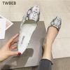 European and American Style Soft Bottom Flat Shoes Snakeskin Printed Flat Shoes Women's Shoes