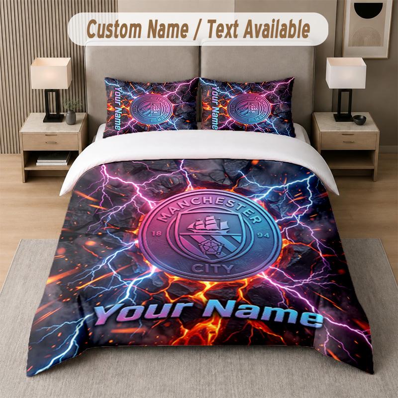 Manchester City Design Bedding Set Custom Text 1 Duvet Cover & 2 Pillow Cases