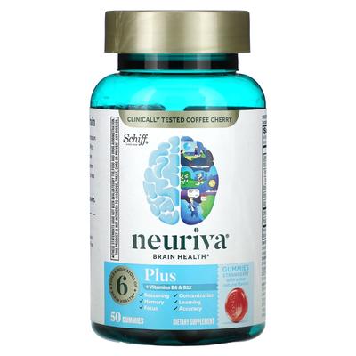 Neuriva Brain Health, содержит витамины B6 и B12, со вкусом клубники, 50 жевательных конфет