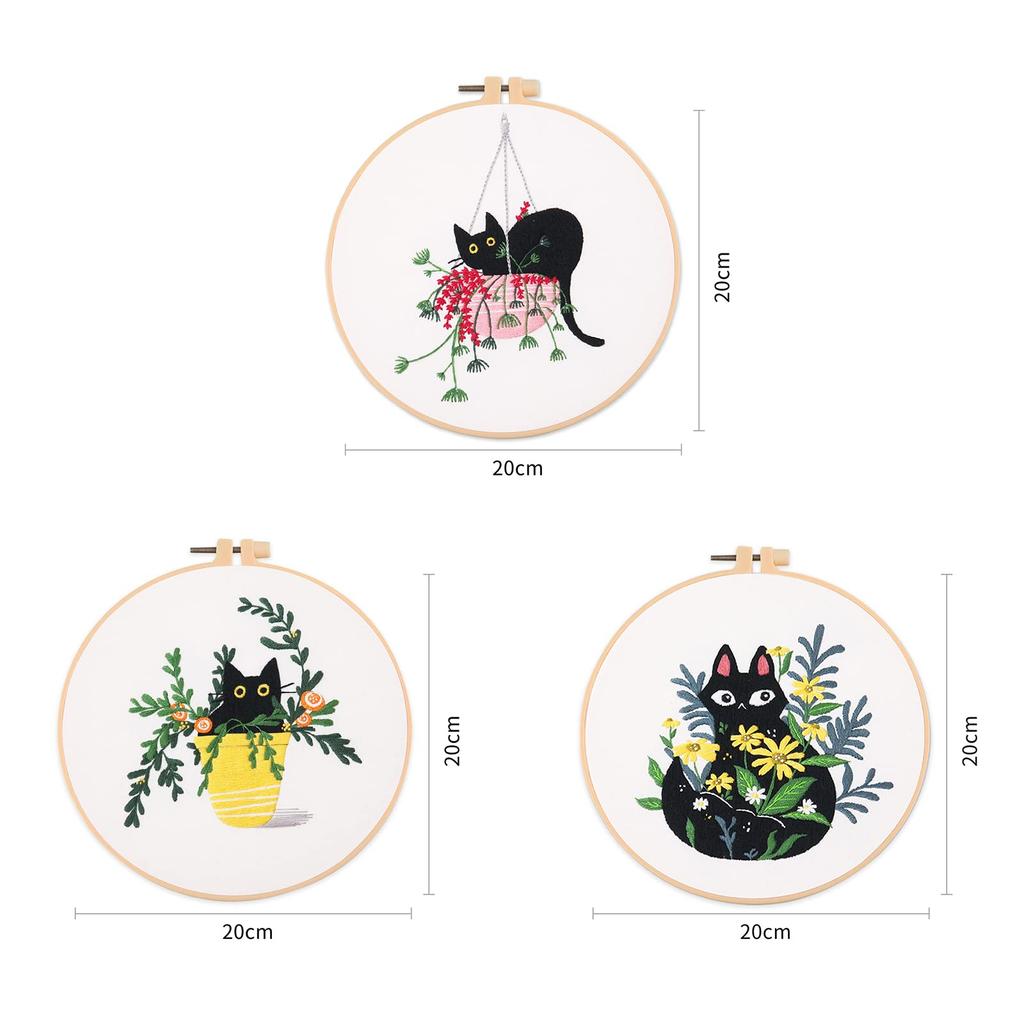 ALLMIRA Embroidery Kit for Cross Stitch DIY Embroidery Includes 20cm and English Instructions Beginners, Kit, Tools, Hoop, Thread, Fabric, Needle,