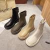 Rear Zipper Short Elastic Boots Women's 2025 Martin Boots Women's French Thick-soled British Style Thin Boots Trendy Explosion