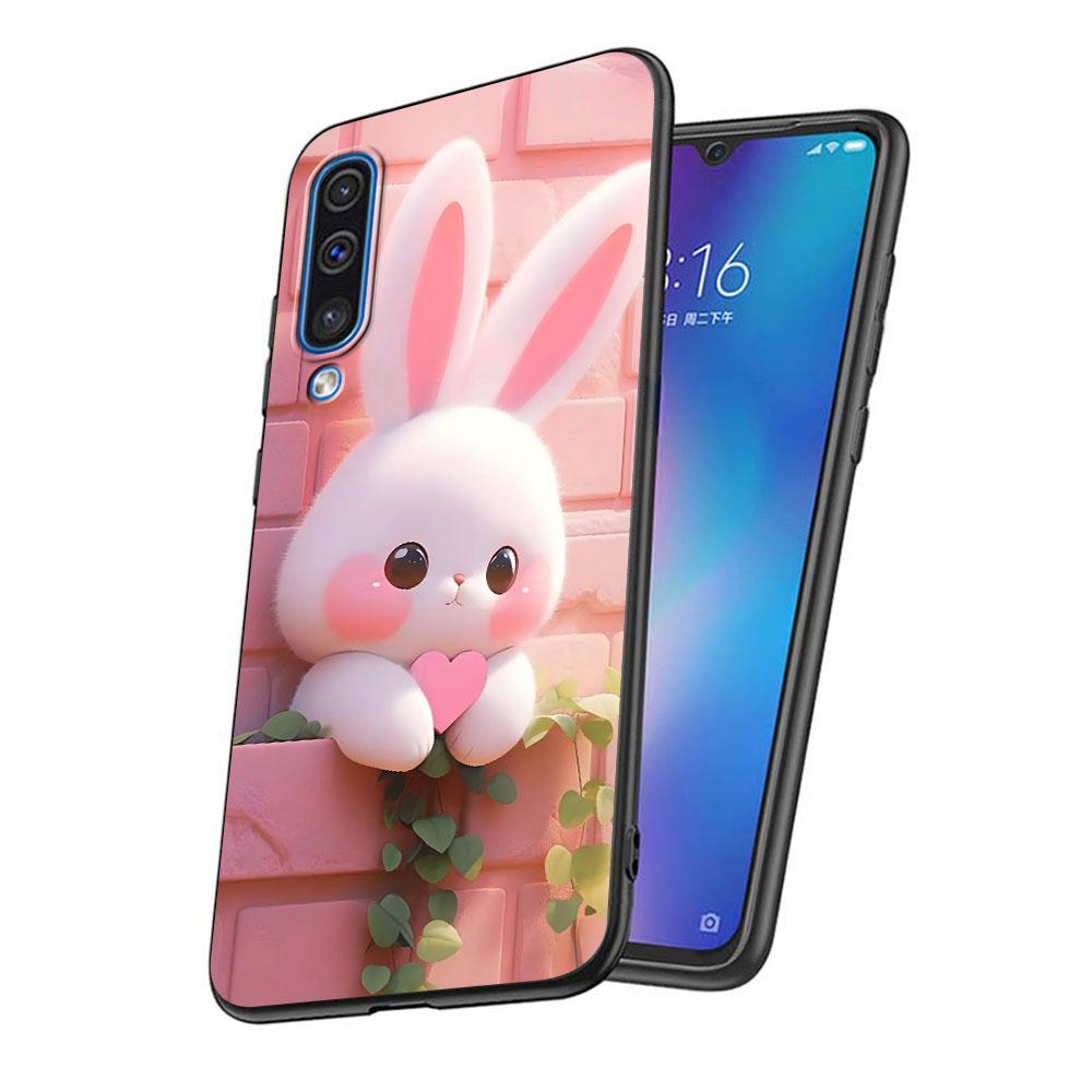 A Cute Rabbit With A Purple Hat Case for Samsung Galaxy A10s A50 A50s A02s A03s A20 A30 A20e A70 A70s A20s A30s A10 Black Cover