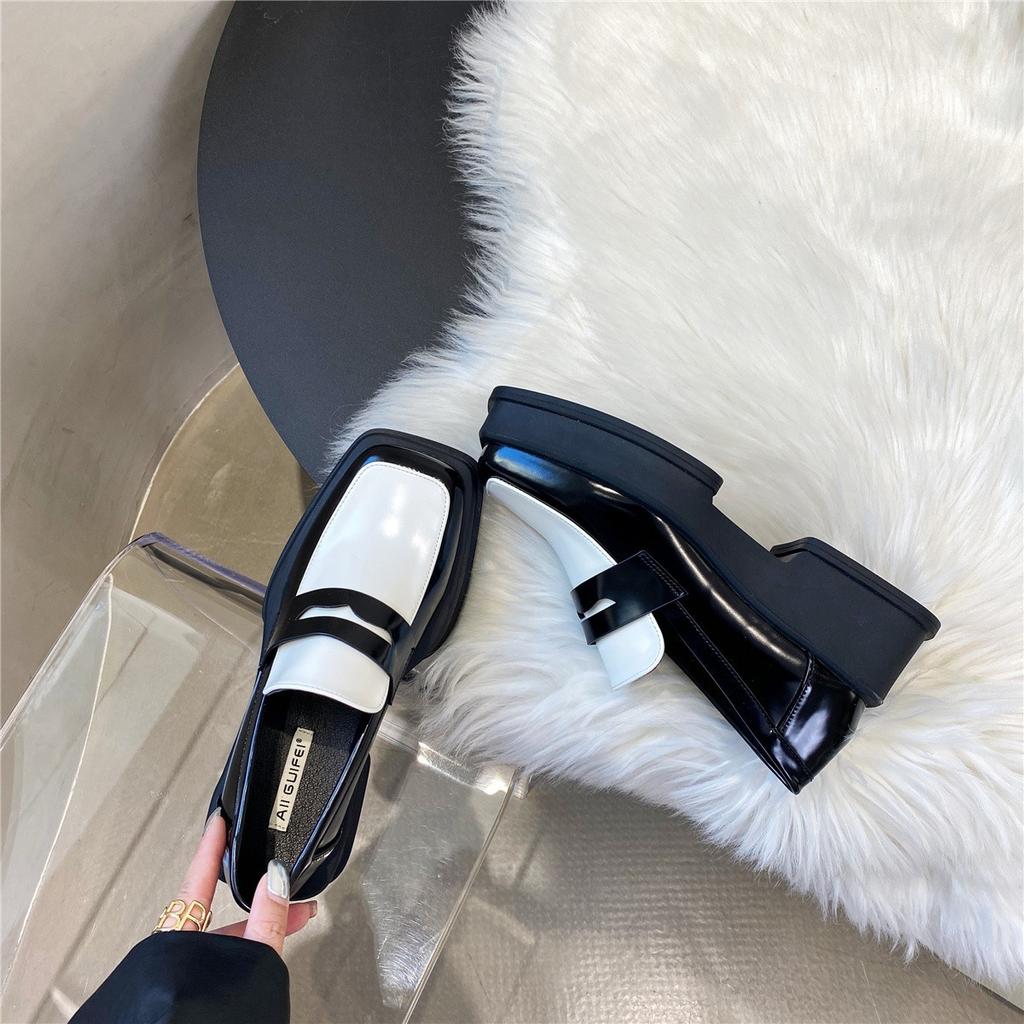 Fashion 2025 New Women'S Shoes Low Heel Loafers Casual Ladies Slip On Square Toe Shoes Female Elegant Fashion Shoes Zapatillas Mujer