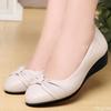 Women Waterproof Bow Flats Low Heel Soft Sole Non Slip Comfortable Casual Leather Shoes