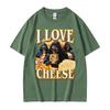 Vintage Skeleton I Love Cheese Meme T Shirts Funny Gothic Graphic Tshirts Unisexs Women Summer Crewneck Cotton Tshirt Streetwear