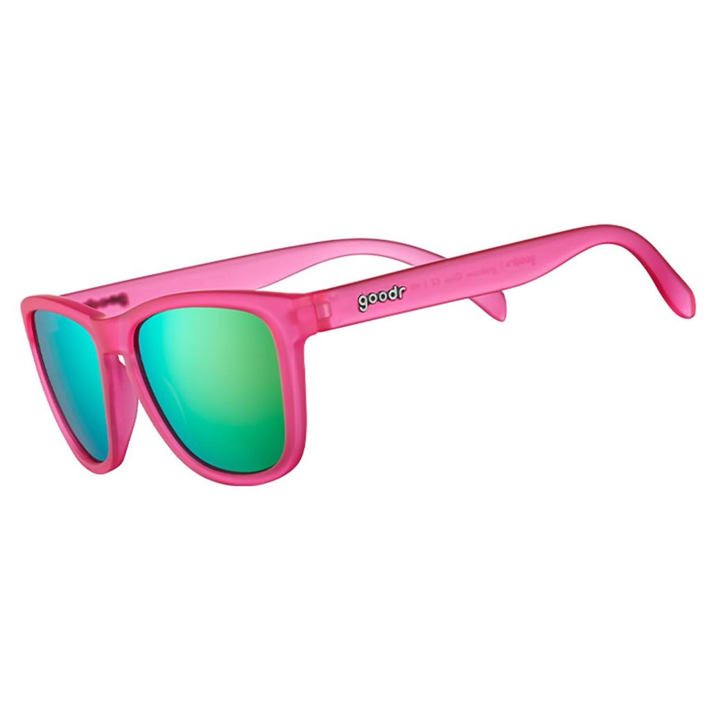 Goodr Flamingos On a Booze Cruise Polarized Sunglasses for Men and Pink Translucent Frame with Teal Reflective UV400 Size Medium Women, Lenses,