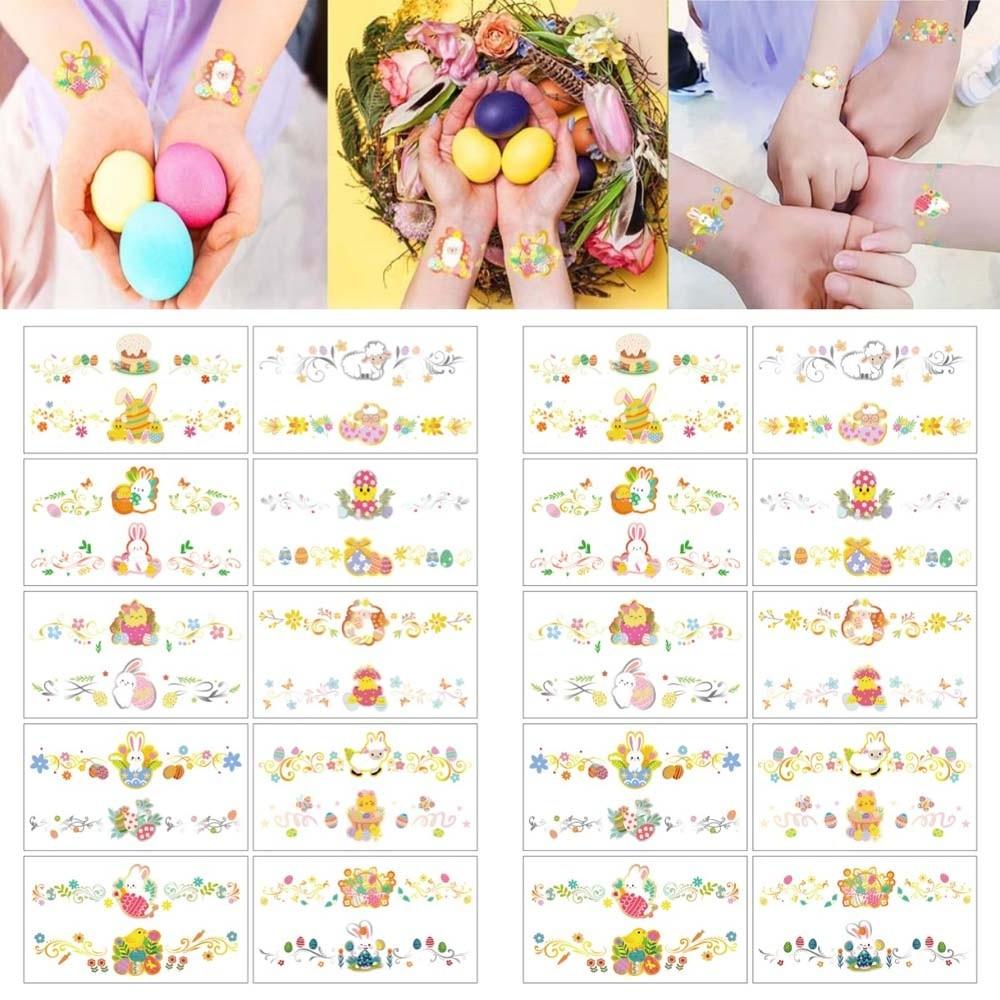 Wrist Arm Face Leg Face Temporary Tattoo Rabbit Carrot Eggs Flower Freckle Tattoo  Easter Day