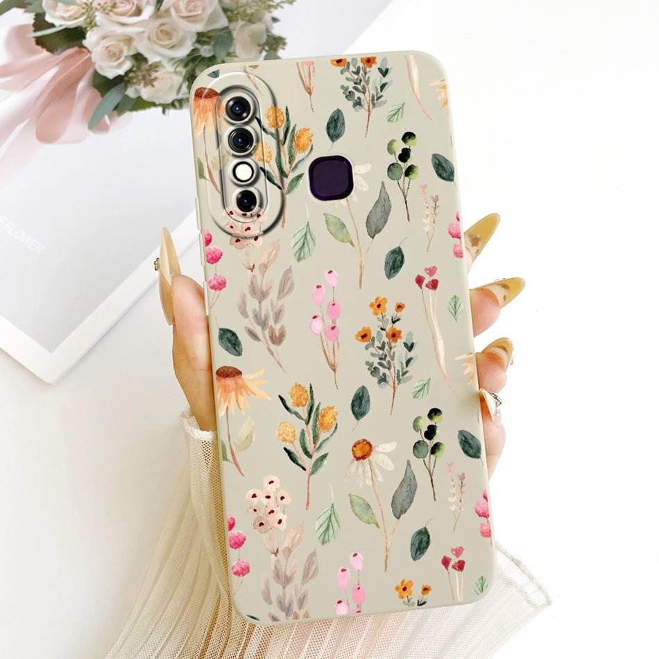 For Infinix Hot 8 / Hot 8 Lite X650 X650C X650B X650D Cute Cat Flower Cartoon Phone Case Shockproof Soft Silicone Covers Bumpers